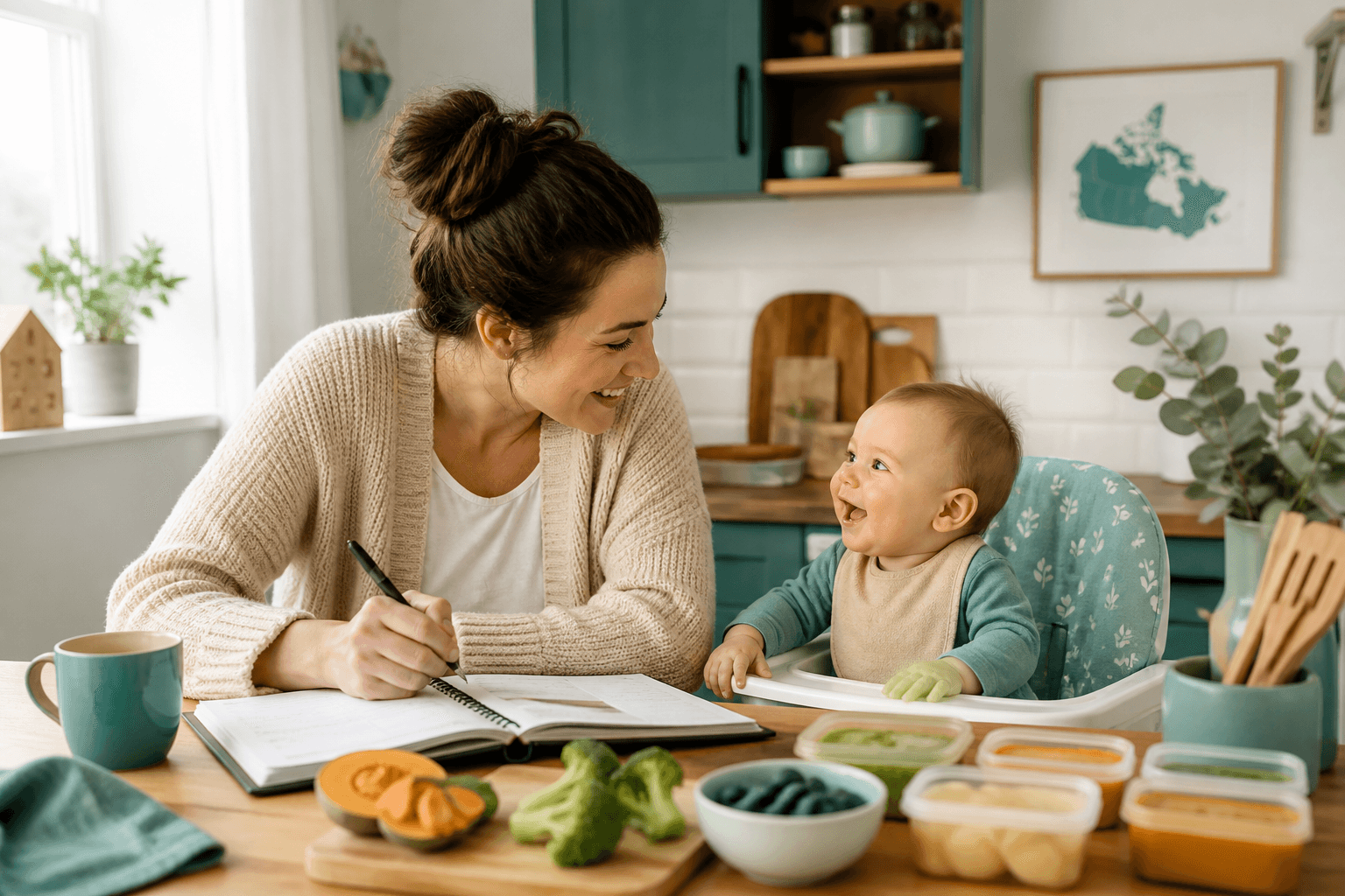 Parent planning meals for baby
